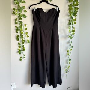 🌿 Black F21 Strapless Wide Leg Jumpsuit